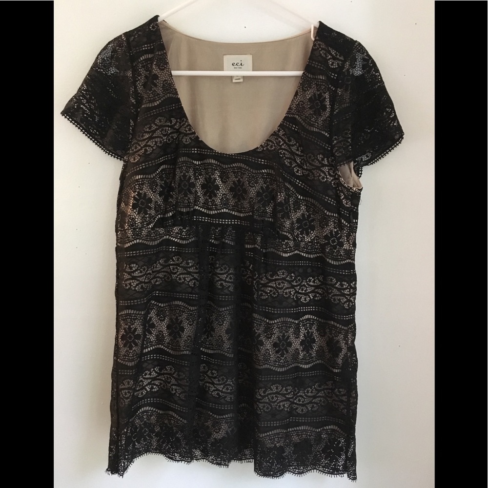 $9 SALE💕ECI Black Lace Blouse Size 12